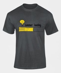 Black Short Sleeve T-Shirt with Summer Loading Print