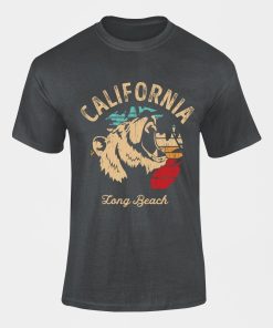 Black Short Sleeve T-Shirt with California Map Print